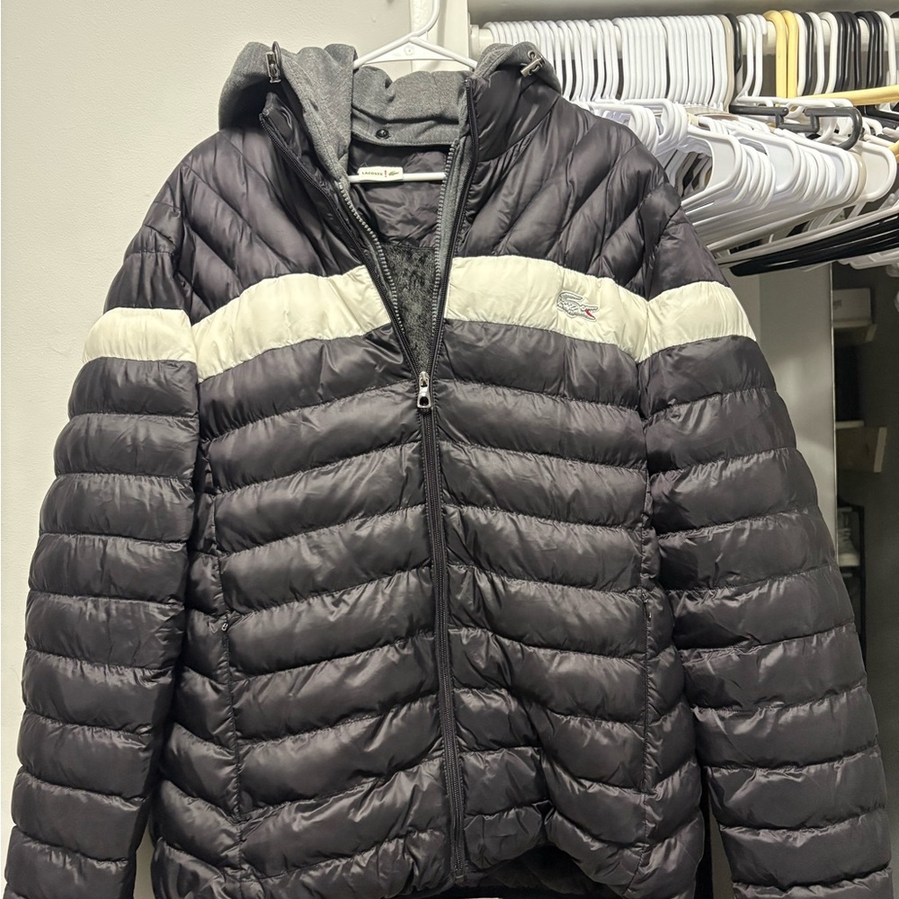 Lacoste Black and Gray Puffer Jacket